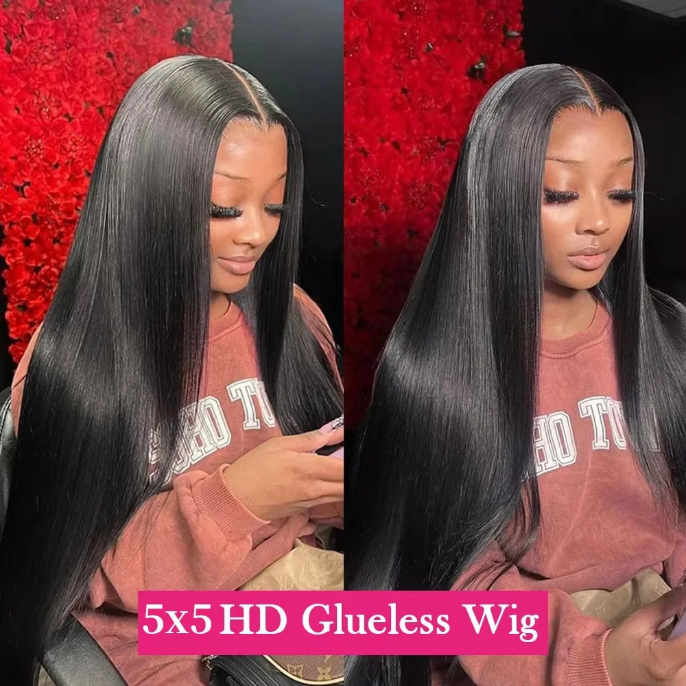 Glueless Bone Straight Human Hair Wig - HD Lace Frontal